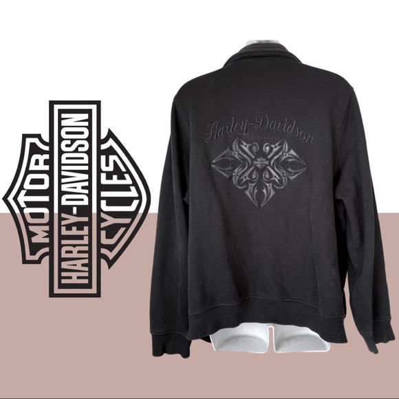 Harley-Davidson Jackets & Blazers - Harley Davidson Double Breasted Button Up Coat Jacket Sweatshirt Black L